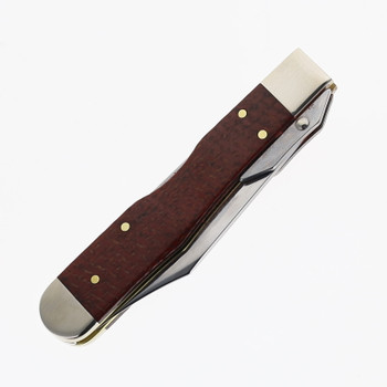 Case Knives Cheetah Cub Slip Joint Folding Knife Dark Red Burlap Micarta Smooth 1095 Carbon Steel Blade 12277