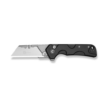 CIVIVI Pulsara Utility Folding Knife Black Aluminum Handle 6Cr13 Plain Edge Stonewash Blade C24041F-1