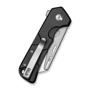 CIVIVI Pulsara Utility Folding Knife Black Aluminum Handle 6Cr13 Plain Edge Stonewash Blade C24041F-1