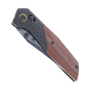 Kansept Deadite Folding Knife Gray Aluminum Rock/Brown Micarta Handle 154CM Plain Edge Stonewash Finish T1081V1