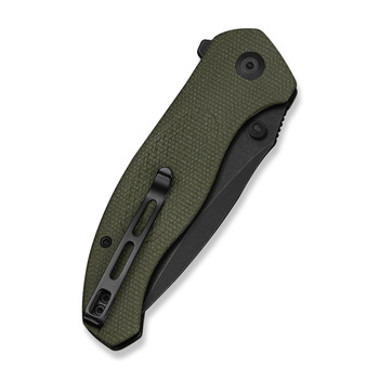 (Pre-Order Ships 8/24) CIVIVI Vyrent Folding Knife Olive Canvas Micarta Handle Nitro-X7 Drop Point Plain Edge Black Stonewash Finish C25037-2