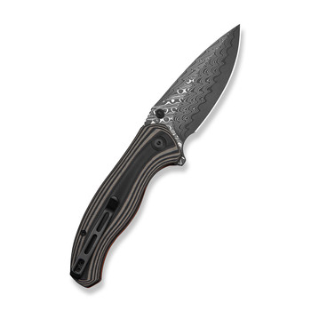 (Pre-Order Ships 8/24) CIVIVI Vyrent Folding Knife Black/Tan/Orange G10 Handle Damascus Drop Point Plain Edge C25037B-DS1