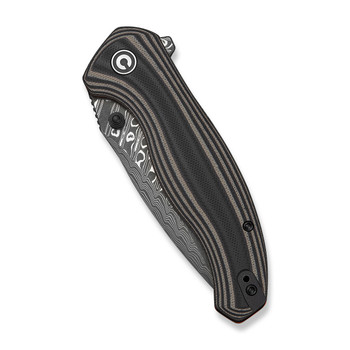 (Pre-Order Ships 8/24) CIVIVI Vyrent Folding Knife Black/Tan/Orange G10 Handle Damascus Drop Point Plain Edge C25037B-DS1
