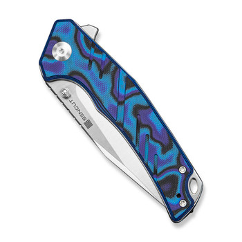 (Pre-Order Ships 8/24) SENCUT Quirk Folding Knife Blue/Purple/Black G10 Handle D2 Clip Point Plain Edge Satin Finish S25099-3