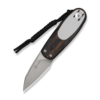 CIVIVI Purr Folding Knife Orange/Black/White G10 Handle Nitro-V Reverse Tanto Plain Edge Stonewash Finish C25054-5