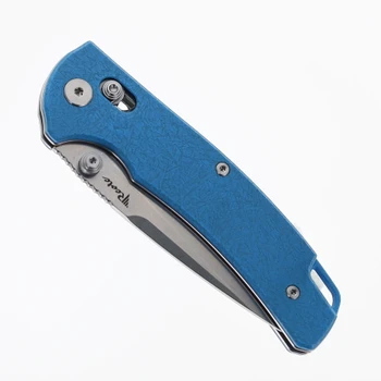 Reate Horizon-X Folding Knife Blue Glass FatCarbon Handle Nitro-X7 Tanto Plain Edge Stonewash Finish