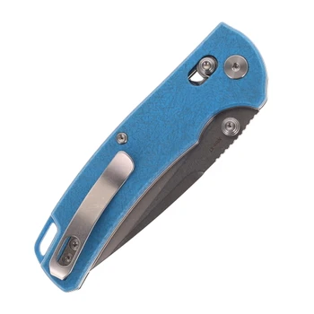 Reate Horizon-X Folding Knife Blue Glass FatCarbon Handle Nitro-X7 Tanto Plain Edge Stonewash Finish