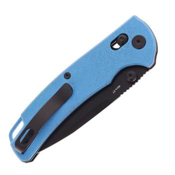 Reate Horizon-X Folding Knife Blue Glass FatCarbon Handle Nitro-X7 Tanto Plain Edge Black PVD Finish