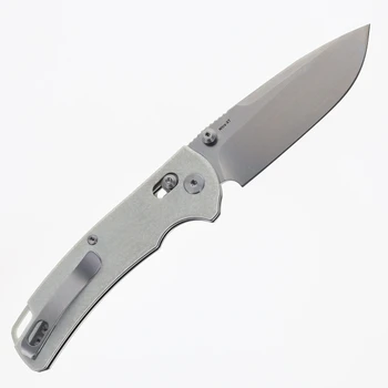 Reate Horizon-X Folding Knife White Glass FatCarbon Handle Nitro-X7 Drop Point Plain Edge Stonewash Finish