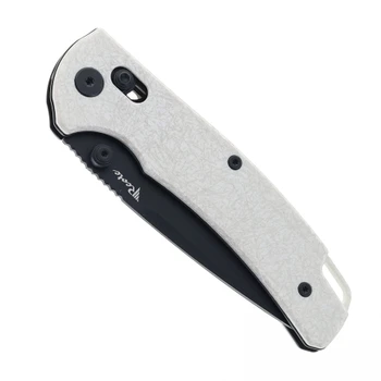 Reate Horizon-X Folding Knife White Glass FatCarbon Handle Nitro-X7 Tanto Plain Edge Black PVD Finish