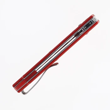 Reate Horizon-X Folding Knife Red Glass FatCarbon Handle Nitro-X7 Tanto Plain Edge Stonewash Finish