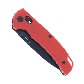 Reate Horizon-X Folding Knife Red Glass FatCarbon Handle Nitro-X7 Drop Point Plain Edge Black PVD Finish