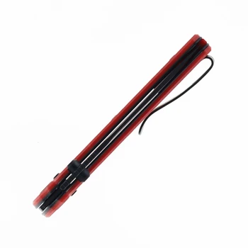 Reate Horizon-X Folding Knife Red Glass FatCarbon Handle Nitro-X7 Tanto Plain Edge Black PVD Finish