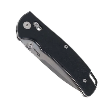 Reate Horizon-X Folding Knife Black Glass FatCarbon Handle Nitro-X7 Drop Point Plain Edge Stonewash Finish