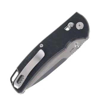 Reate Horizon-X Folding Knife Black Glass FatCarbon Handle Nitro-X7 Drop Point Plain Edge Stonewash Finish
