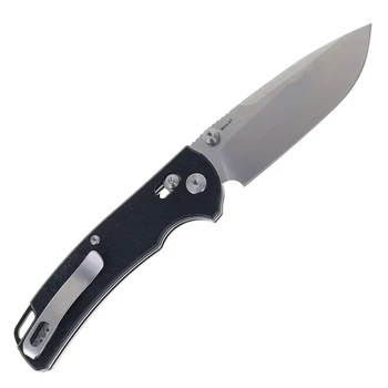 Reate Horizon-X Folding Knife Black Glass FatCarbon Handle Nitro-X7 Drop Point Plain Edge Stonewash Finish