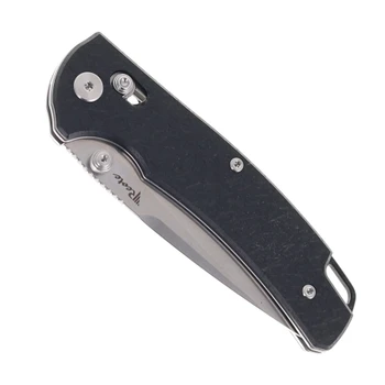 Reate Horizon-X Folding Knife Black Glass FatCarbon Handle Nitro-X7 Tanto Plain Edge Stonewash Finish