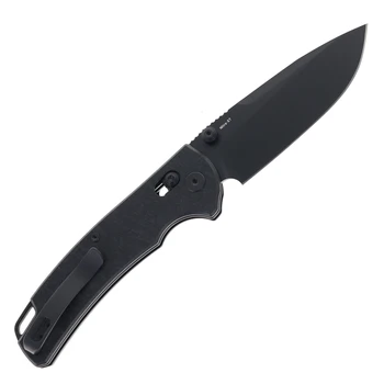 Reate Horizon-X Folding Knife Black Glass FatCarbon Handle Nitro-X7 Drop Point Plain Edge Black PVD Finish