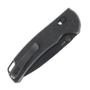 Reate Horizon-X Folding Knife Black Glass FatCarbon Handle Nitro-X7 Drop Point Plain Edge Black PVD Finish