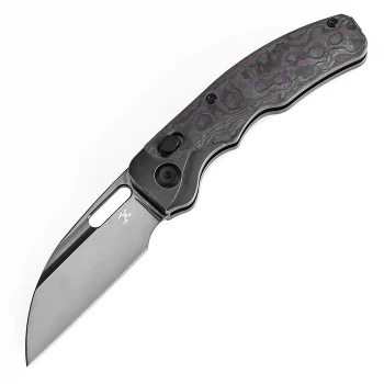 (Open Box) Returned Kansept Vivid Folding Knife Blackwash Titanium/Purple Haze FatCarbon Handle S35VN Wharncliffe Plain Edge K1094V4