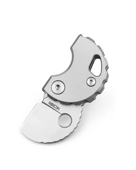Bestechman Turtle Keychain Folding Knife Bead Blast Titanium Handle 14C28N Sheepsfoot Plain Edge Bead Blast Finish BM20A