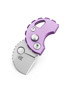 Bestechman Turtle Keychain Folding Knife Purple Titanium Handle 14C28N Sheepsfoot Plain Edge Bead Blast Finish BM20B