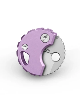Bestechman Turtle Keychain Folding Knife Purple Titanium Handle 14C28N Sheepsfoot Plain Edge Bead Blast Finish BM20B