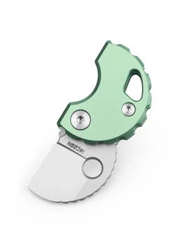 Bestechman Turtle Folding Knife Green Titanium Handle 14C28N Sheepsfoot Plain Edge Bead Blast Finish BM20D