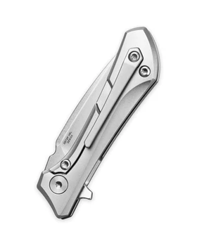 Bestech Duci Folding Knife Bead Blast Titanium Handle 20CV Spear Point Plain Edge Stonewash Finish BT2605A