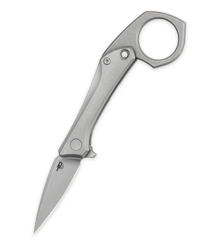 Bestech Duci Folding Knife Dark Bead Blast Stonewash Titanium Handle 20CV Plain Edge BT2605B