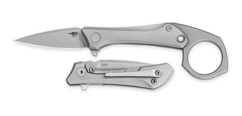 Bestech Duci Folding Knife Dark Bead Blast Stonewash Titanium Handle 20CV Plain Edge BT2605B