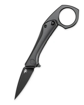 Bestech Duci Folding Knife Black Stonewash Titanium Handle 20CV Modified Drop Point Plain Edge BT2605C