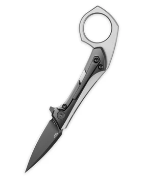 Bestech Duci Folding Knife Black PVD/Bead Blast Titanium Handle 20CV Plain Edge Black PVD Finish BT2605E