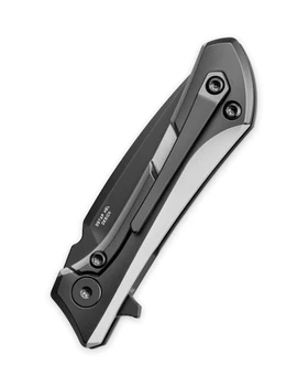 Bestech Duci Folding Knife Black PVD/Bead Blast Titanium Handle 20CV Plain Edge Black PVD Finish BT2605E