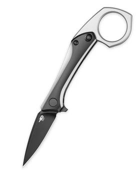 Bestech Duci Folding Knife Black PVD/Bead Blast Titanium Handle 20CV Plain Edge Black PVD Finish BT2605E