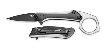 Bestech Duci Folding Knife Black PVD/Bead Blast Titanium Handle 20CV Plain Edge Black PVD Finish BT2605E