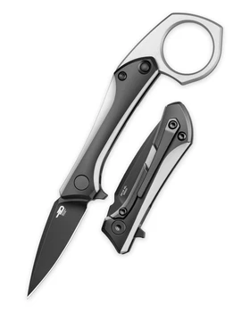 Bestech Duci Folding Knife Black PVD/Bead Blast Titanium Handle 20CV Plain Edge Black PVD Finish BT2605E
