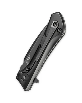 Bestech Duci Folding Knife Black Marble Carbon Fiber/Black Stonewash Titanium Handle 20CV Plain Edge Black PVD Finish BT2605F