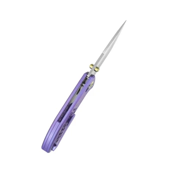 KB Trillium Folding Knife Blurple Ano Titanium Handle M390 Plain Edge Belt Satin Finish KB326B