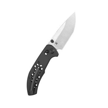 KB Trillium Folding Knife DLC Titanium Handle M390 Plain Edge Belt Satin Finish KB326C