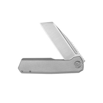 KB Nexus Folding Knife Grey Titanium Handle M390 Plain Edge Belt Satin Finish KB442A