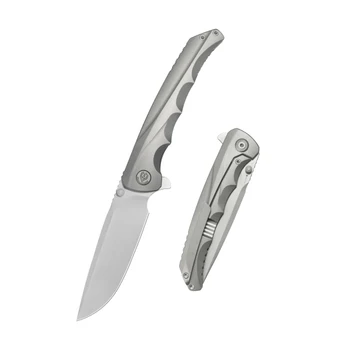 KB Zazoo Folding Knife Grey Titanium Handle M390 Plain Edge Beadblast KB389A