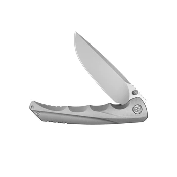 KB Zazoo Folding Knife Grey Titanium Handle M390 Plain Edge Beadblast KB389A