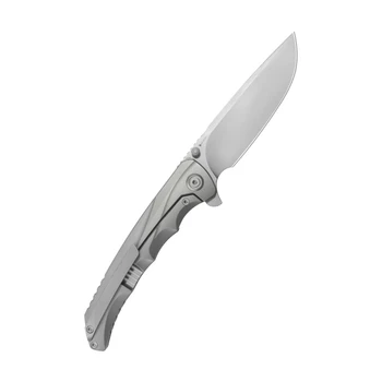 KB Zazoo Folding Knife Grey Titanium Handle M390 Plain Edge Beadblast KB389A