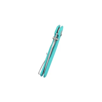 Kubey Carve Folding Knife Bright Blue G10 Handle 14C28N Plain Edge Beadblast Finish KU237G