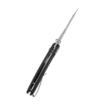 Kubey Minor Folding Knife Black G10 Handle San Mai M2 Plain Edge Satin Finish KU422A