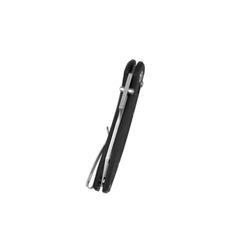 Kubey Minor Folding Knife Black G10 Handle San Mai M2 Plain Edge Satin Finish KU422A