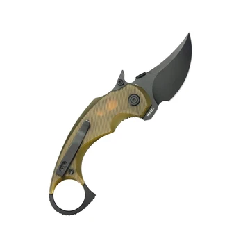 Kubey Jaw Pikal Folding Knife Ultem Handle 14C28N Plain Edge Blackwash Finish KU440E