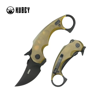 Kubey Jaw Pikal Folding Knife Ultem Handle 14C28N Plain Edge Blackwash Finish KU440E