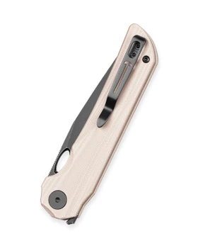 Bestechman Smuga Folding Knife Champagne G10 Handle AEB-L Plain Edge Black PVD Stonewash Finish BMK22F